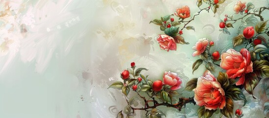 Aufkleber - Gorgeous floral design originating in Asia perfect for a copy space image