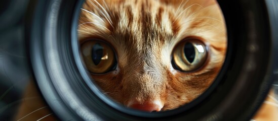 Poster - A cat staring directly into the lens of a camera providing a great copy space image