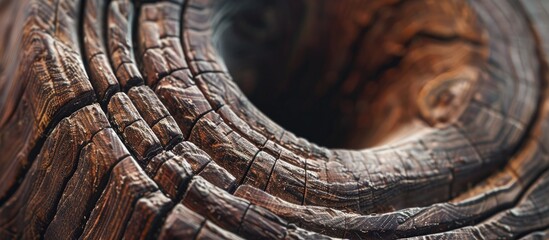 Aufkleber - Close up image showcasing the intricate texture of a pine wood ring with ample copy space image