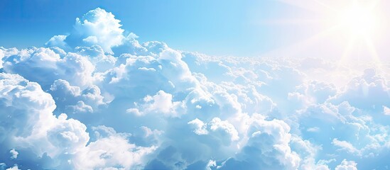 Aufkleber - A beautiful nature scene with white clouds against a bright blue sky set with copy space image