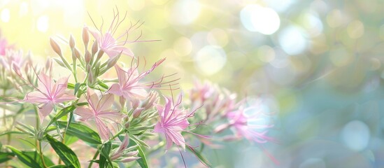 Aufkleber - Asian spiderflower or tick weed Cleome viscosa showcased in a copy space image