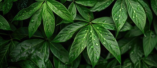 Poster - Rainy season cassava leaves with copy space image