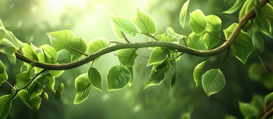 A leafy vine intertwining with a leaf providing a natural backdrop in the copy space image