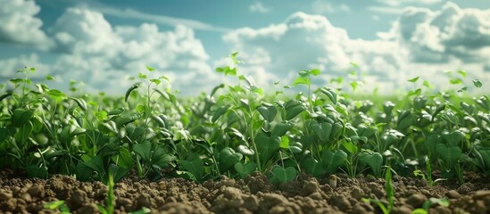Poster - Summer scene with lush green asparagus beans foliage in a field featuring green bean plants providing a vibrant copy space image