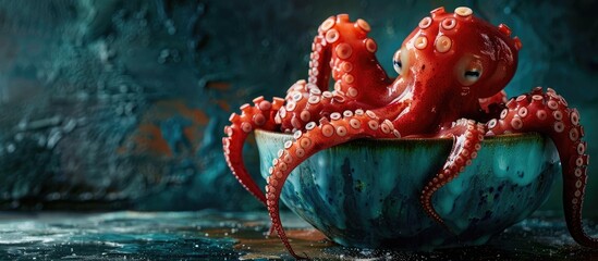 Aufkleber - Squid tentacles marinated in a bowl with copy space image
