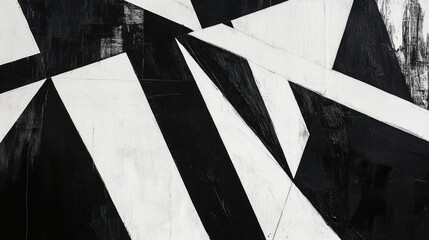 Poster - Abstract Black and White Geometric Painting