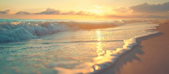 Poster - High quality photo of a beautiful seascape captured during the golden hour with plenty of copy space image