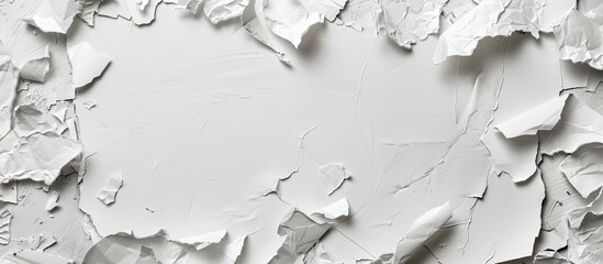 Aufkleber - Assorted ripped paper pieces with a white color on a neutral gray backdrop with copy space image available