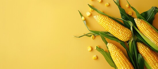 Poster - Yellow background with copy space image showcasing fresh corn