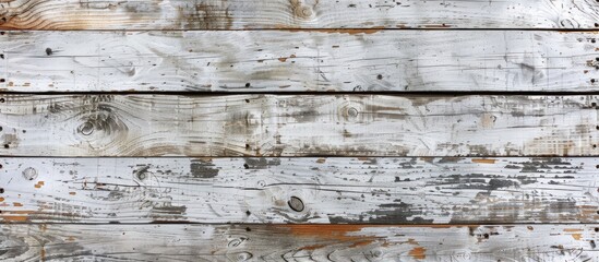 Wall Mural - Aged white wood plank for design with a right hand surface for text over a copy space image