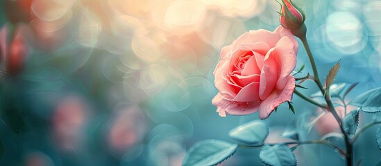 Poster - Blurred rose flower with soft focus creating a background with copy space image