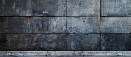 Aufkleber - Metallic plate on old Metro tiled wall with a blank copy space image