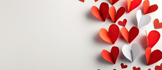 Aufkleber - Valentine s Day love concept with paper heart symbols on a white background ideal for copy space image