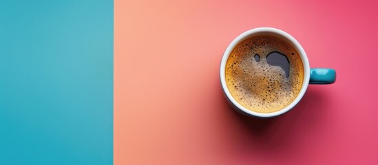 Aufkleber - Coffee a popular beverage featured in a vibrant coffee cup with copy space image