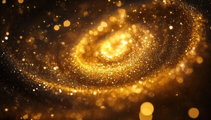Poster - Golden Glitter Swirl Abstract Background