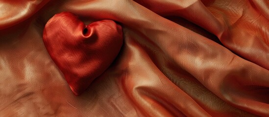 Aufkleber - Fabric background with copy space image featuring a red heart ideal for Valentine s Day or weddings