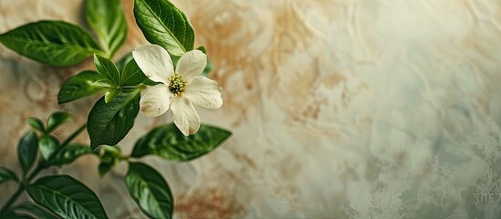 Aufkleber - Lovely flower leaf against a blurred soft wall making a charming composition with abundant copy space image