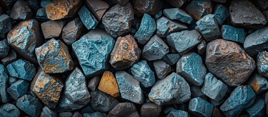 Poster - Close up image of texture on railway stones with copy space image