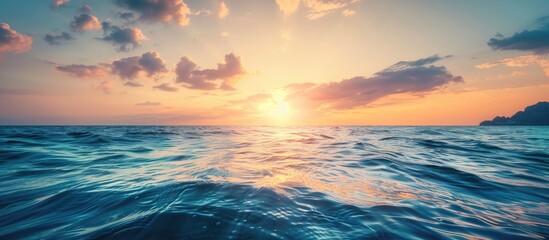 Poster - High quality photo of a beautiful seascape captured during the golden hour with plenty of copy space image