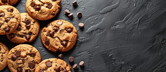 Poster - Delicious chocolate chip cookies with plenty of copy space image