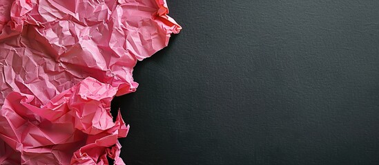 Aufkleber - Pink crumpled paper scrap on a black background with a clear copy space image