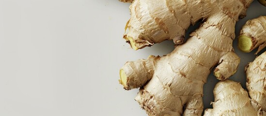 Aufkleber - Copy space image featuring a ginger root Zingiber officinale on a white background