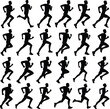 © RSDESIGN - Running man and woman black silhouette isolated vector illustration. Running couple, jogging couple.