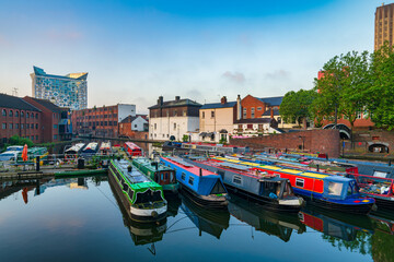 Sticker - Birmingham old city canal at dawn. England