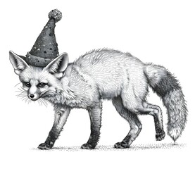 Wall Mural - Cute Fox with Party Hat