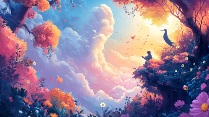 Create an uplifting, vibrant mood that celebrates inspiration’s power to spark creativity through detailed illustrations, dynamic compositions, and diverse scenes.