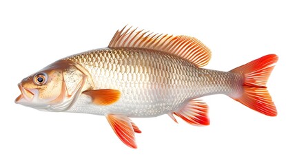 Redfish with Red Fins on White Background