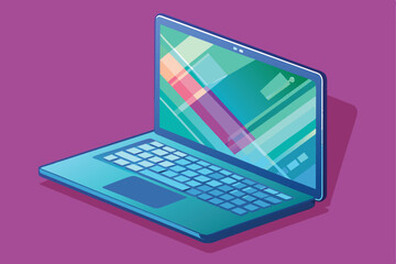 Fototapete - Glass morphism laptop blank vector mockup vector illustration