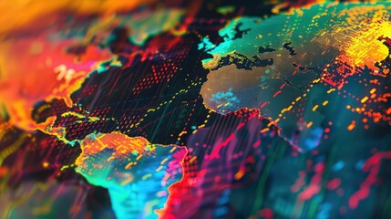 Poster - A colorful stock chart showing real-time fluctuations in global markets during a trading session