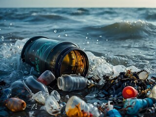 Plastic Pollution on a Beach