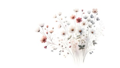 Wall Mural - A bouquet of flowers with a white background