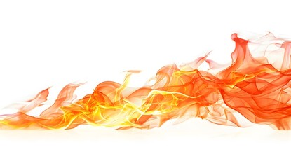 Wall Mural - Abstract Orange and Yellow Flame Smoke on White Background