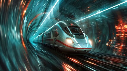 Poster - Depict a high-speed train emerging from a tunnel, showcasing the precision and speed of modern rail travel.