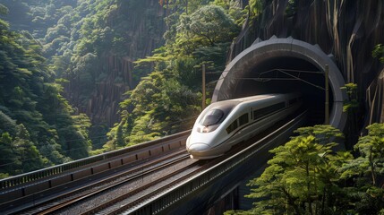 Poster - Depict a high-speed train emerging from a tunnel, showcasing the precision and speed of modern rail travel.