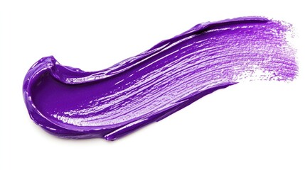 Stylish purple lip gloss smudge isolated on a white background, capturing the glossy sheen and vivid purple tone