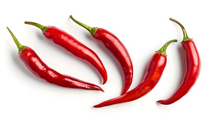 Wall Mural - Red Chili Peppers Isolated on White Background