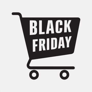 black Friday Shopping cart vector silhouette on a white background