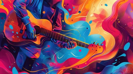 Design a banner for a summer music festival. How do you incorporate vibrant colors and musical elements to capture the energy and excitement of the event