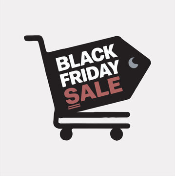black Friday Shopping cart vector silhouette on a white background