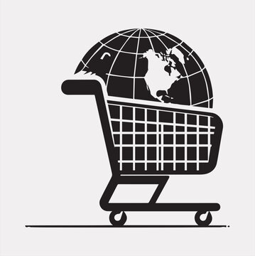 black Friday Shopping cart vector silhouette on a white background