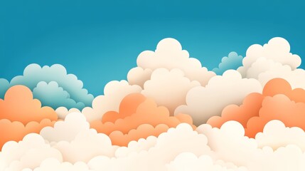 A serene and colorful cloudscape featuring fluffy clouds against a bright blue sky, perfect for tranquil backgrounds or art projects.