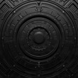 © mhanif - Black circular background with sci-fi elements, metallic texture, high resolution.