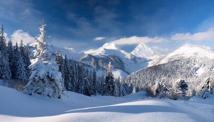 Wall Mural - tranquil winter alpine landscape, AI generated