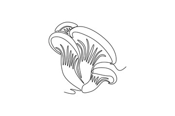 Wall Mural - Continuous one line drawing of whole healthy freshness organic mushrooms for groceries market logo identity. Fresh toadstool concept vegetable icon. Single line draw design vector graphic illustration