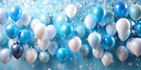 Wall Mural - blue background with balloons