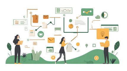 Wall Mural - User journey mapping, analyzing customer experiences, flat design illustration